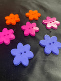 Button Set of 7 Plastic - Flowers