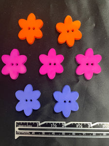 Button Set of 7 Plastic - Flowers