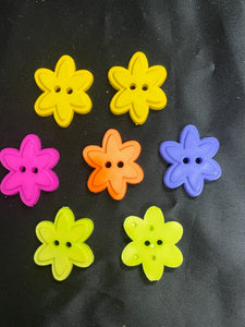 Button Set of 7 Plastic - Flowers