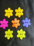 Button Set of 7 Plastic - Flowers