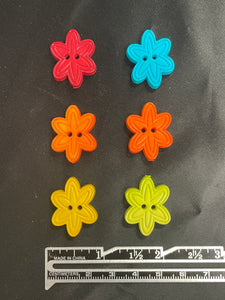 Button Set of 6 Plastic - Flowers