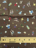 2023 7/8 YD Quilting Cotton Remnant - Brown with Nativity Characters