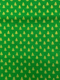 2 YD Quilting Cotton - Green with Metallic Gold Christmas Trees