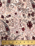 4 1/2+ YD Polyester - Rose Pink with Paisley and Maroon Flowers