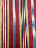 SALE 1 3/4 YD Cotton Printed Stripe - Brick Red, Golden Yellow and Gray