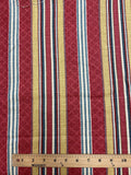 SALE 1 3/4 YD Cotton Printed Stripe - Brick Red, Golden Yellow and Gray