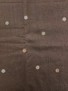 3 1/4 YD Polyester Blend Embroidered - Dark Chocolate Brown with White, Ecru and Light Brown Polka Dots