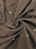 3 1/4 YD Polyester Blend Embroidered - Dark Chocolate Brown with White, Ecru and Light Brown Polka Dots