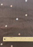 3 1/4 YD Polyester Blend Embroidered - Dark Chocolate Brown with White, Ecru and Light Brown Polka Dots