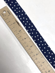 Cotton Bias Tape By-the-Yard Handmade - Navy Blue with White Polka Dots