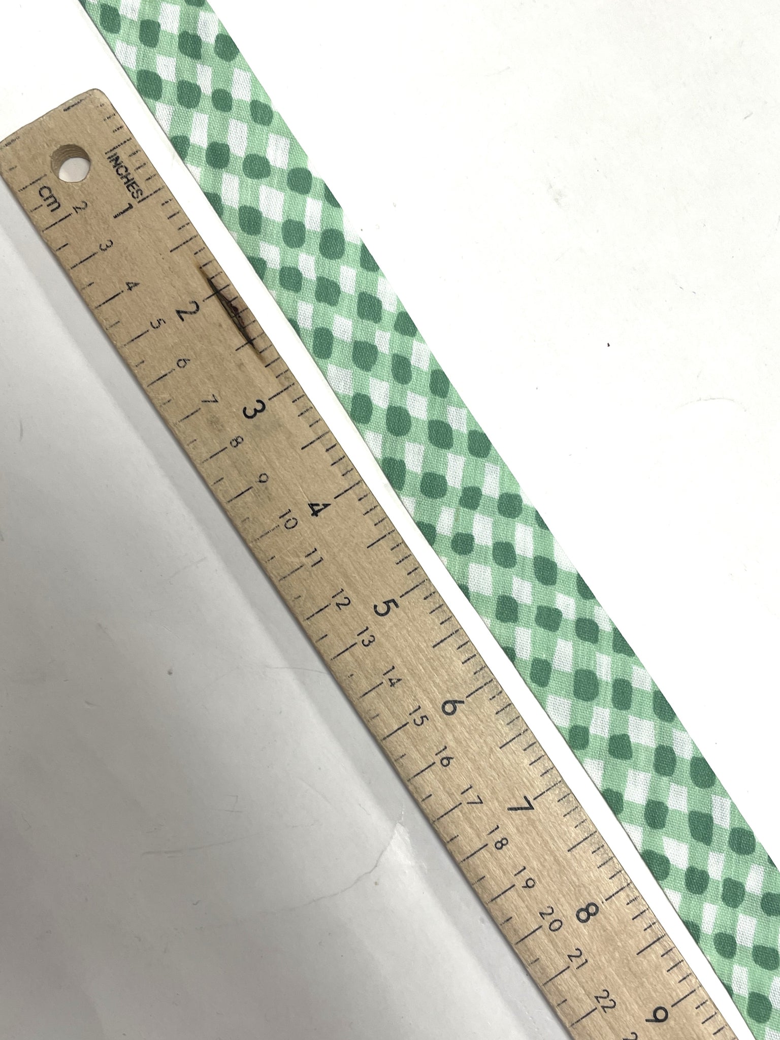 Cotton Bias Tape By-the-Yard Handmade - Green and White Printed Gingham