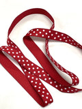 2 1/3 YD Polyester Grosgrain Ribbon - Red with White Polka Dots