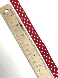 2 1/3 YD Polyester Grosgrain Ribbon - Red with White Polka Dots