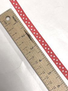 5 YD Polyester Grosgrain Ribbon - Salmon Orange with White Polka Dots