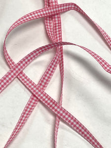 4 1/2 YD Polyester Yarn-Dyed Gingham Ribbon - Pink and White