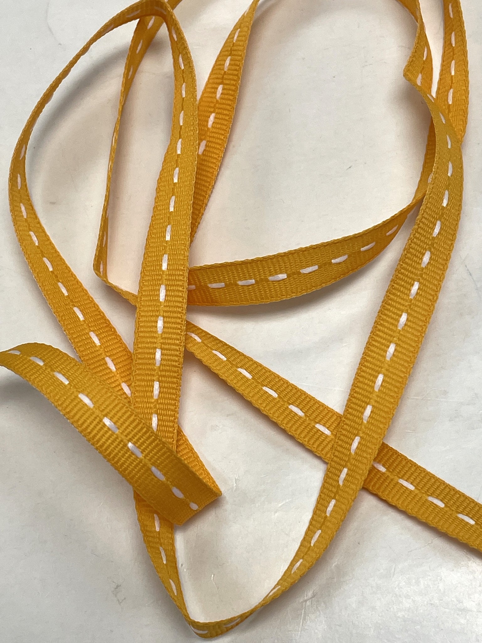 2 YD Polyester Grosgrain Ribbon - Golden Yellow with White Running Down Center