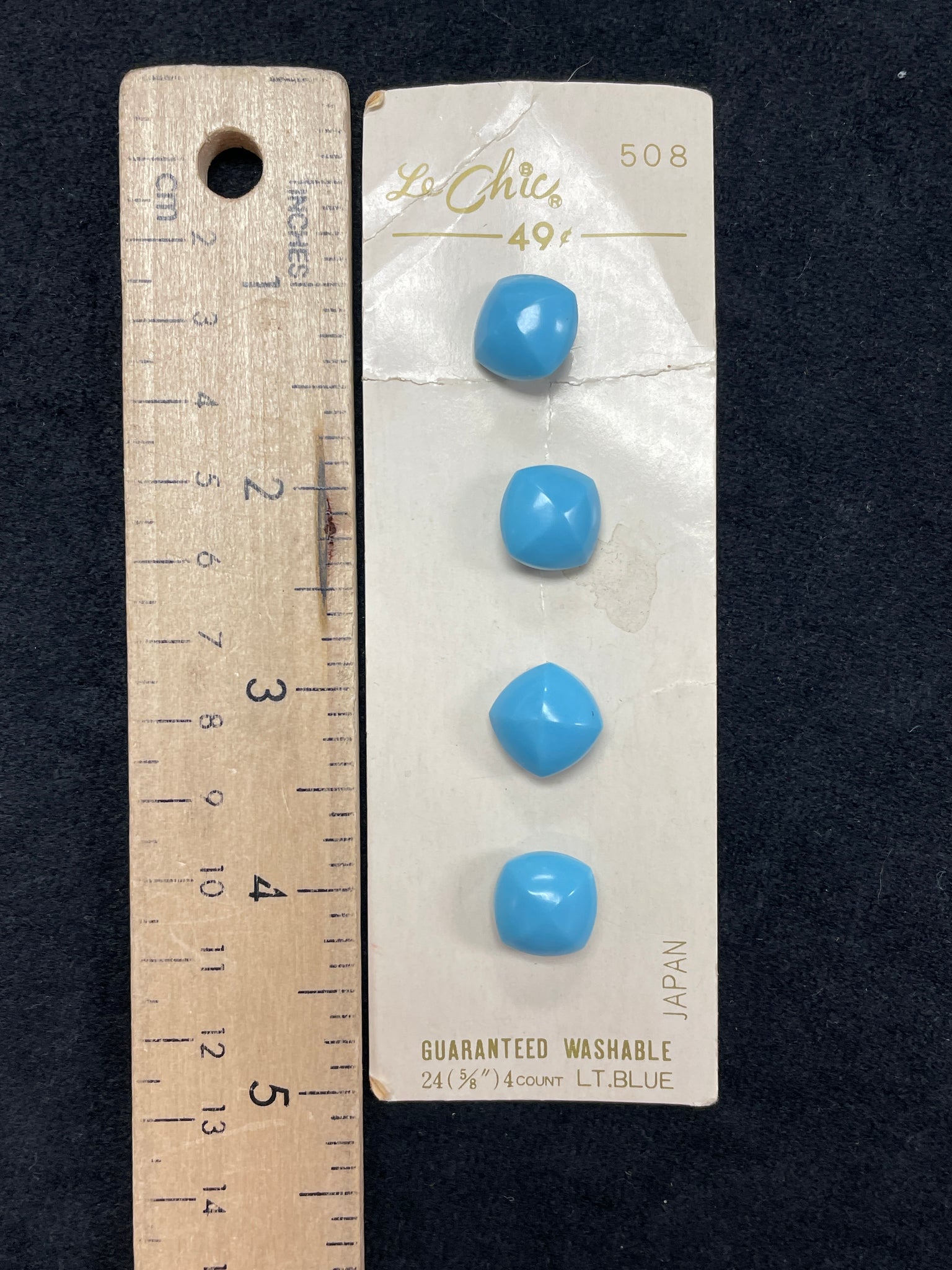 Button Plastic Set of 4 Vintage - Light Blue