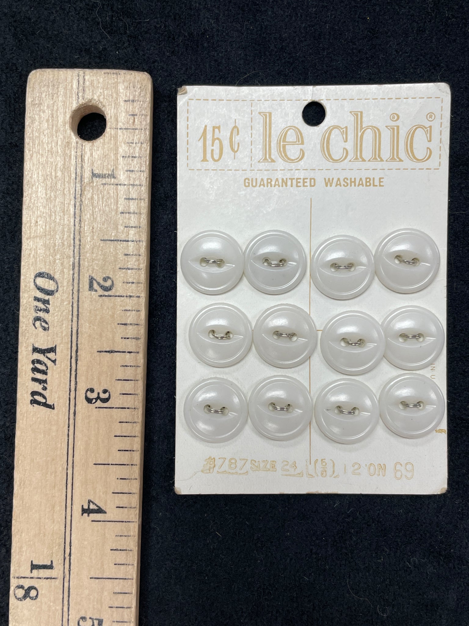 Buttons Plastic Set of 12 Vintage - White