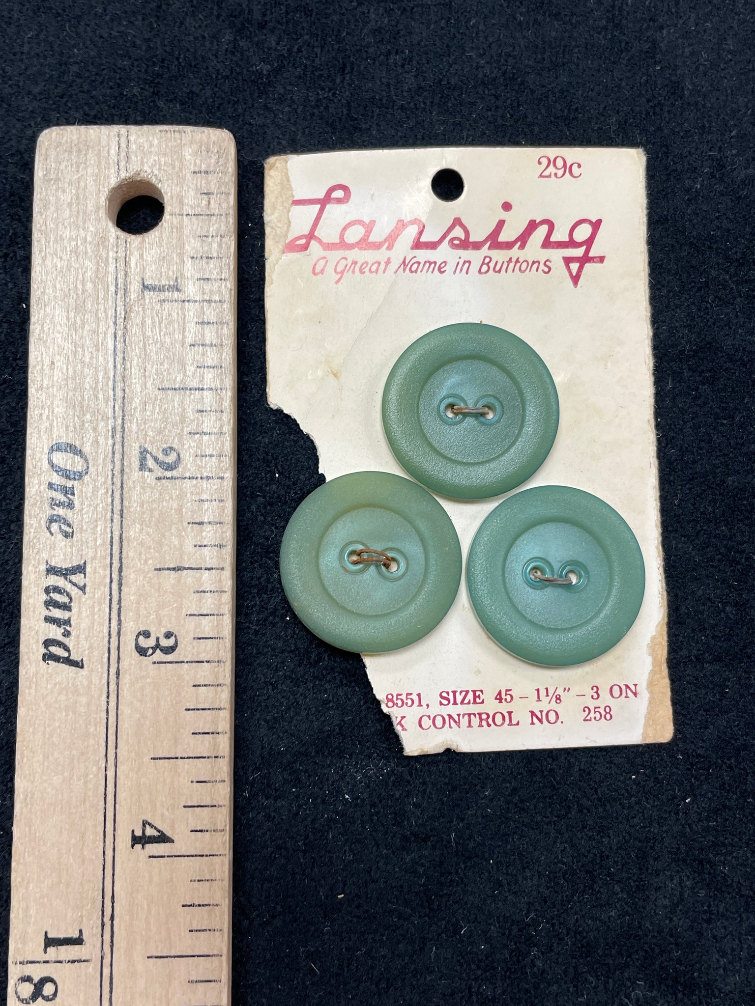 Button Plastic Set of 2 Vintage - Green