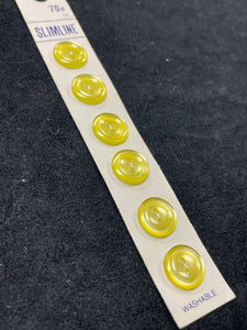 Buttons Plastic Set of 6 - Clear Yellow