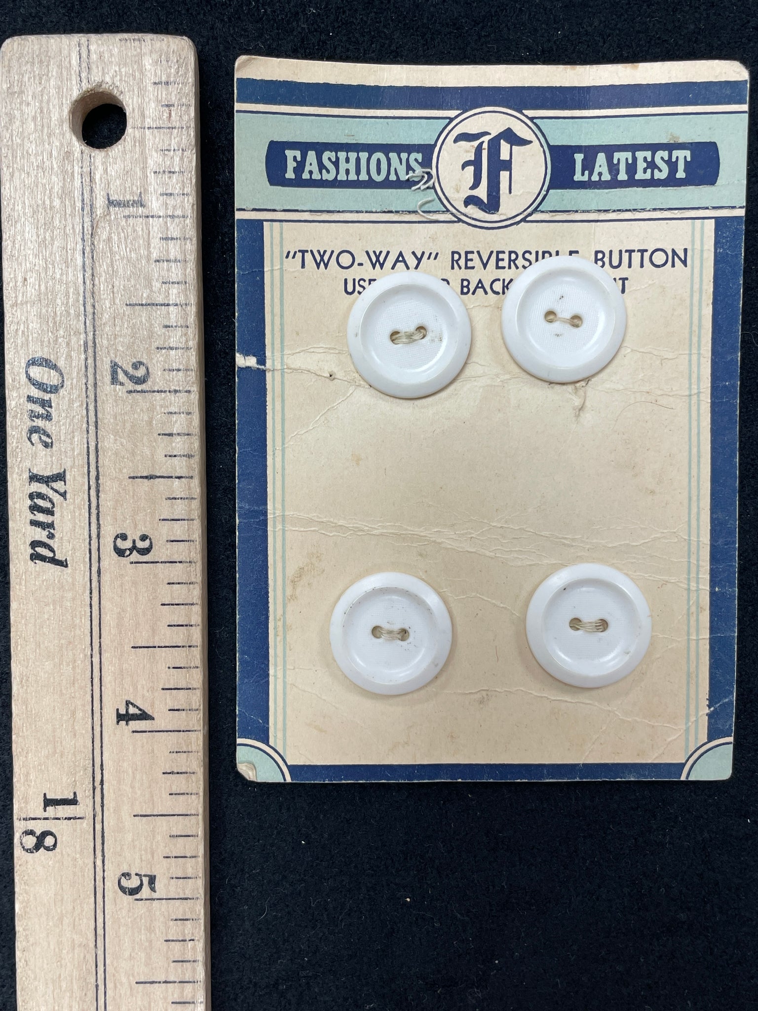 Button Plastic Set of 4 Vintage - White