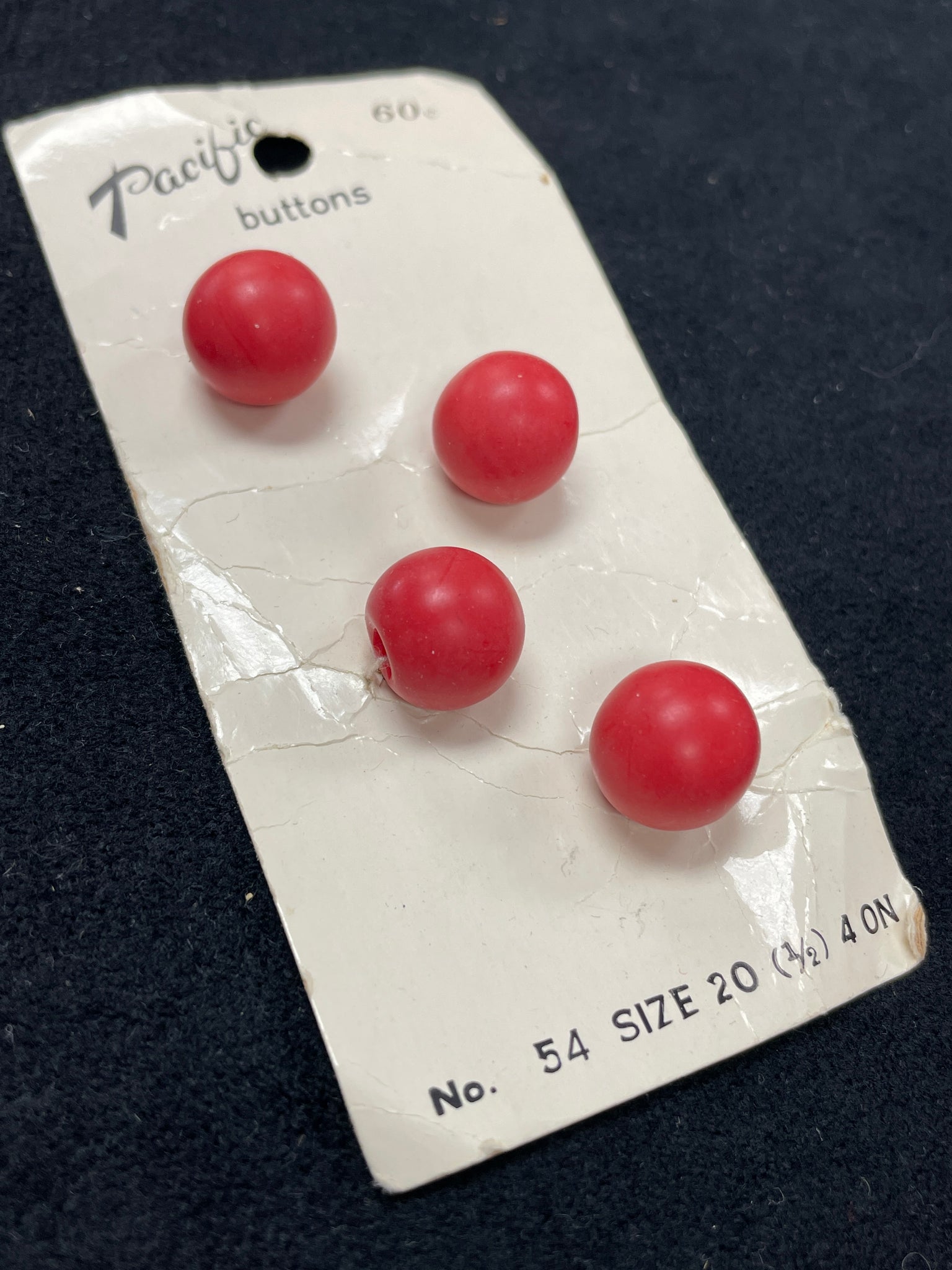 Button Plastic Set of 4 Vintage - Red