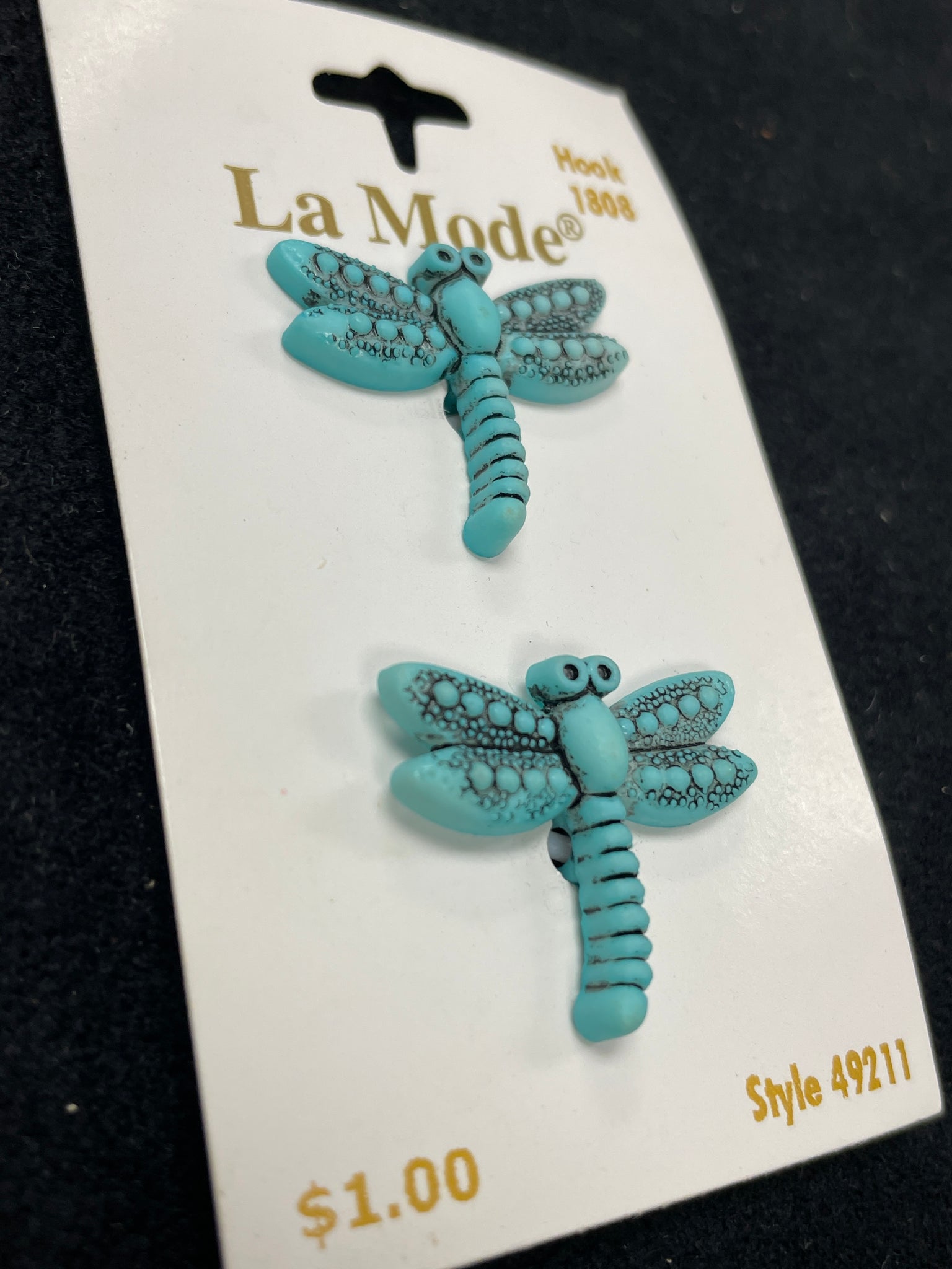 Button Plastic Set 2 - Turquoise Dragonflies