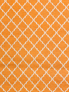 SALE 1 YD Quilting Cotton - Orange with White Moroccan Lattice