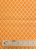 SALE 1 YD Quilting Cotton - Orange with White Moroccan Lattice