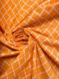 SALE 1 YD Quilting Cotton - Orange with White Moroccan Lattice