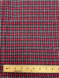 3/4 YD Wool Yarn-Dyed Plaid Remnant - Red, Gray and Black