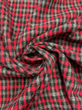 3/4 YD Wool Yarn-Dyed Plaid Remnant - Red, Gray and Black