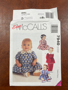 1995 McCall's 7940 Pattern - Infants Top, Pants and Shorts FACTORY FOLDED