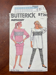 1987 Butterick 5732 Pattern - Women's Knit Top Skirt and Pants FACTORY FOLDED