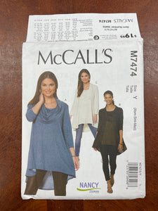 2016 McCall's 7474 Pattern - Women's Knit Tunics FACTORY FOLDED