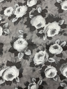 3 YD Acetate Vintage - Mottled Gray the Roses in Grayscale