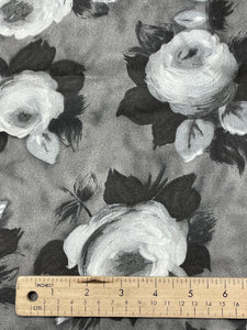 3 YD Acetate Vintage - Mottled Gray the Roses in Grayscale