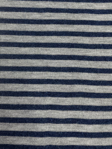 1 7/8+ YD Cotton Blend Knit Yarn-Dyed Stripes - Navy Blue and Gray