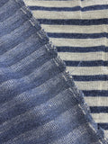 1 7/8+ YD Cotton Blend Knit Yarn-Dyed Stripes - Navy Blue and Gray