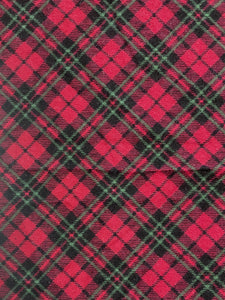 1 YD Cotton Flannel - Printed Red, Black and Green Bias Plaid