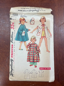 1953 Simplicity 4503 Pattern - Child's Robe & Embroidery Transfer