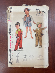 1951 Simplicity 3566 Pattern - Child's Overalls and Jacket