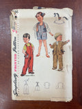 1951 Simplicity 3566 Pattern - Child's Overalls and Jacket