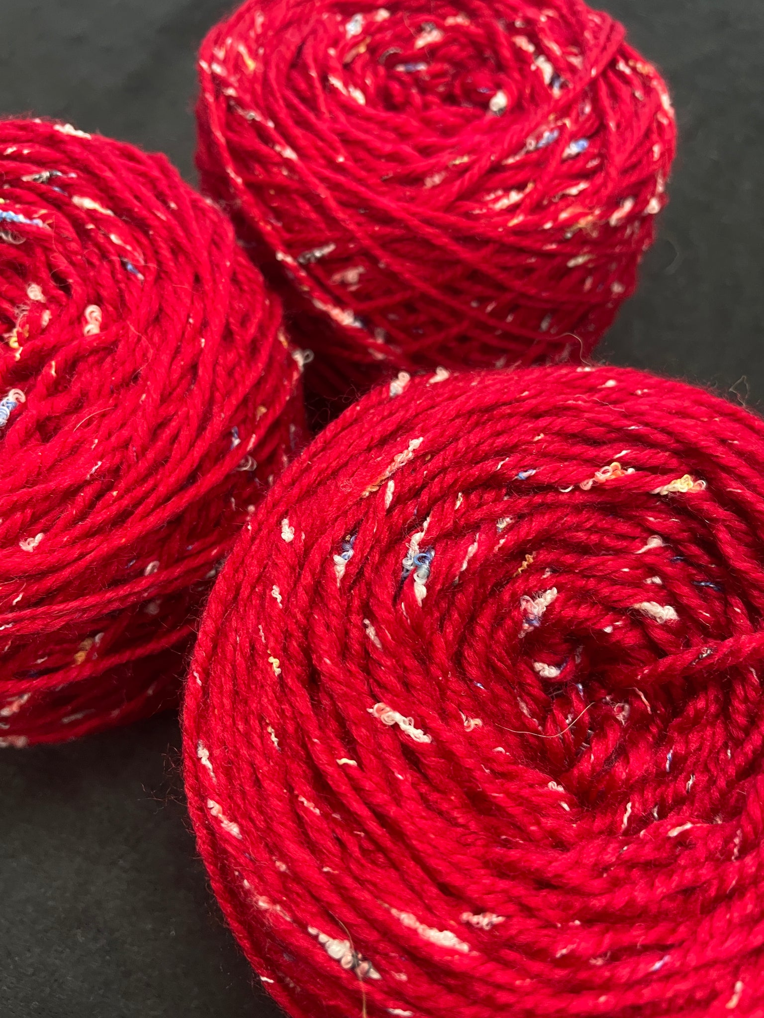 Yarn Acrylic/Polyester Blend Bundle - Red with Multicolored Flecks