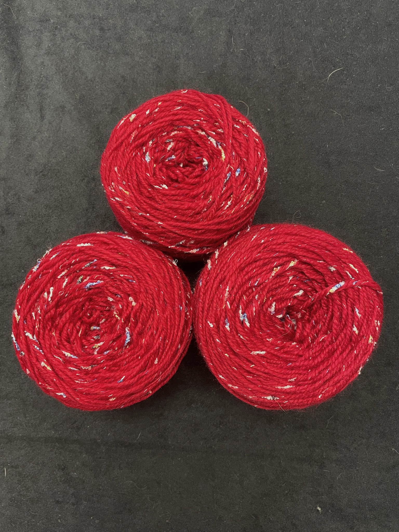 Yarn Acrylic/Polyester Blend Bundle - Red with Multicolored Flecks