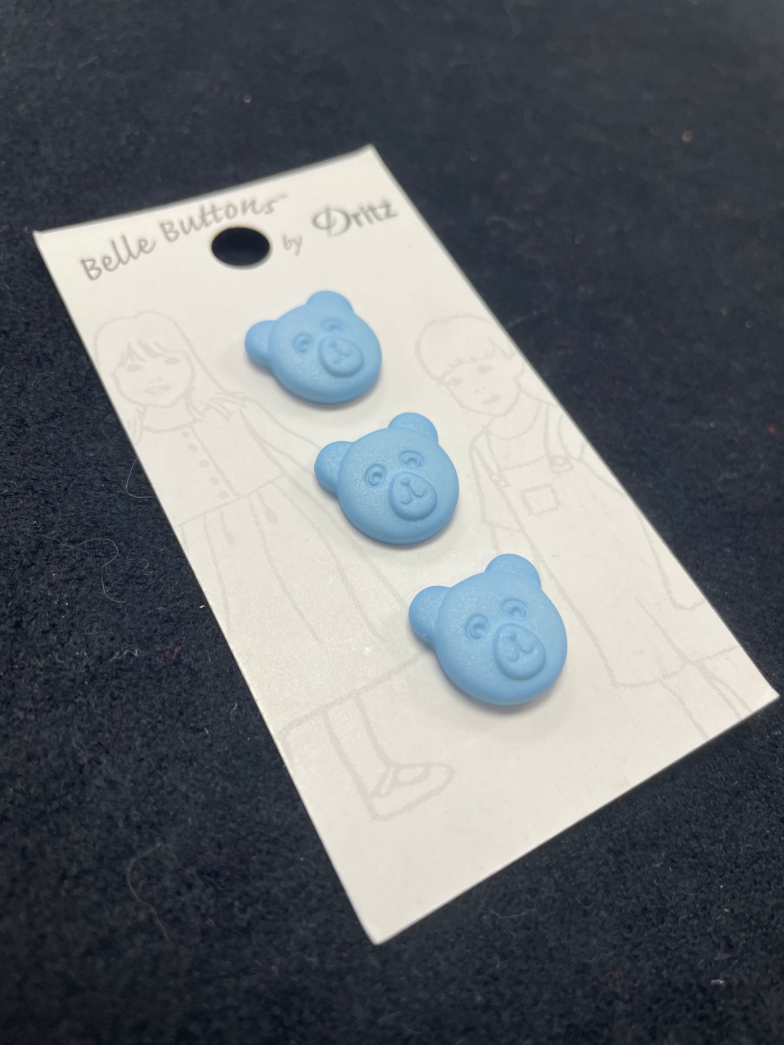 Buttons Plastic Set of 3 - Blue Teddy Bears