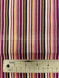 Cotton Printed Stripes Remnants Vintage Salvaged - Pink, Brown, Yellow, White  and Black