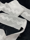 Cotton Embroidered Raw Edge Trim By-the-Yard - White