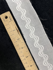 Cotton Embroidered Raw Edge Trim By-the-Yard - White