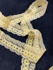 Polyester Lace Trim By-the-Yard - Yellow with White Scallop